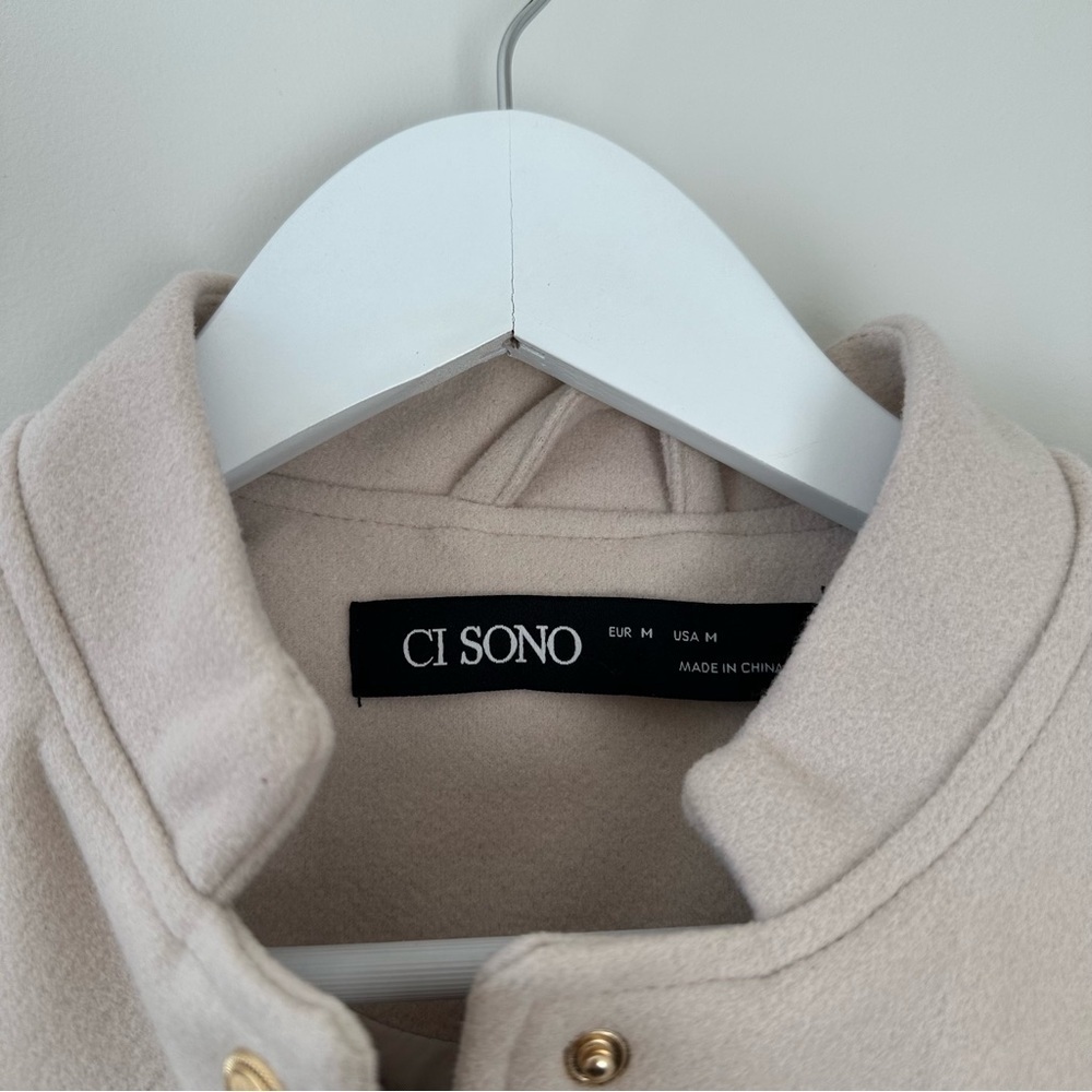 Ci Sono Tan Jacket Gold Cropped Utility Coat Outerwear Layer Cream Size Medium - Picture 7 of 10